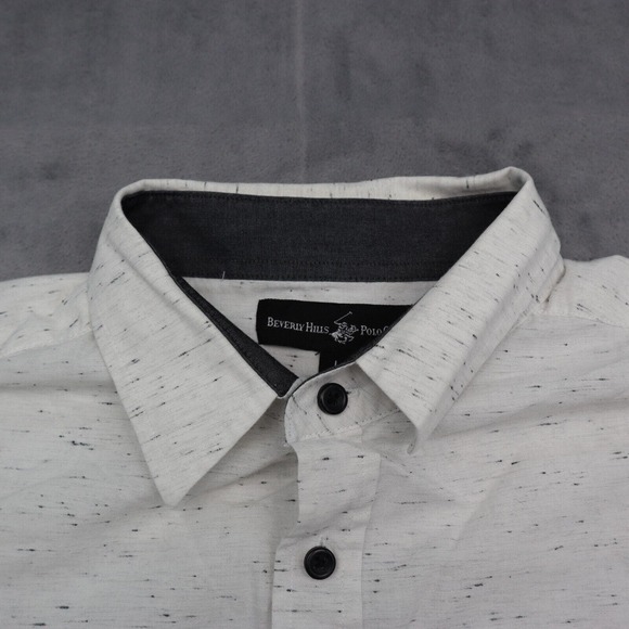 Beverly Hills Polo Club Other - Beverly Hills Polo Club Shirt Mens L White Short Sleeve Collar Pocket Button Up